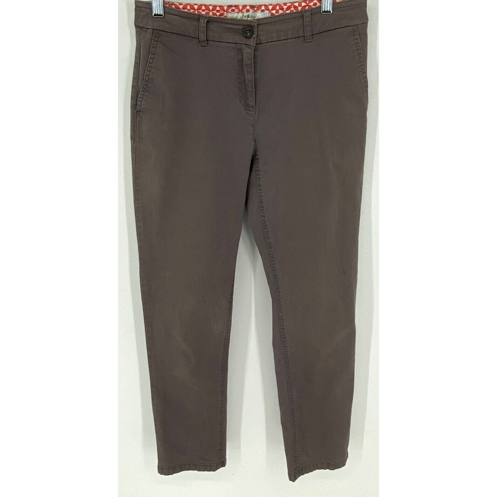 Boden Sz 2R Chino Office Bus. Casual Pants Women's Gray Brown Cotton Blend 805